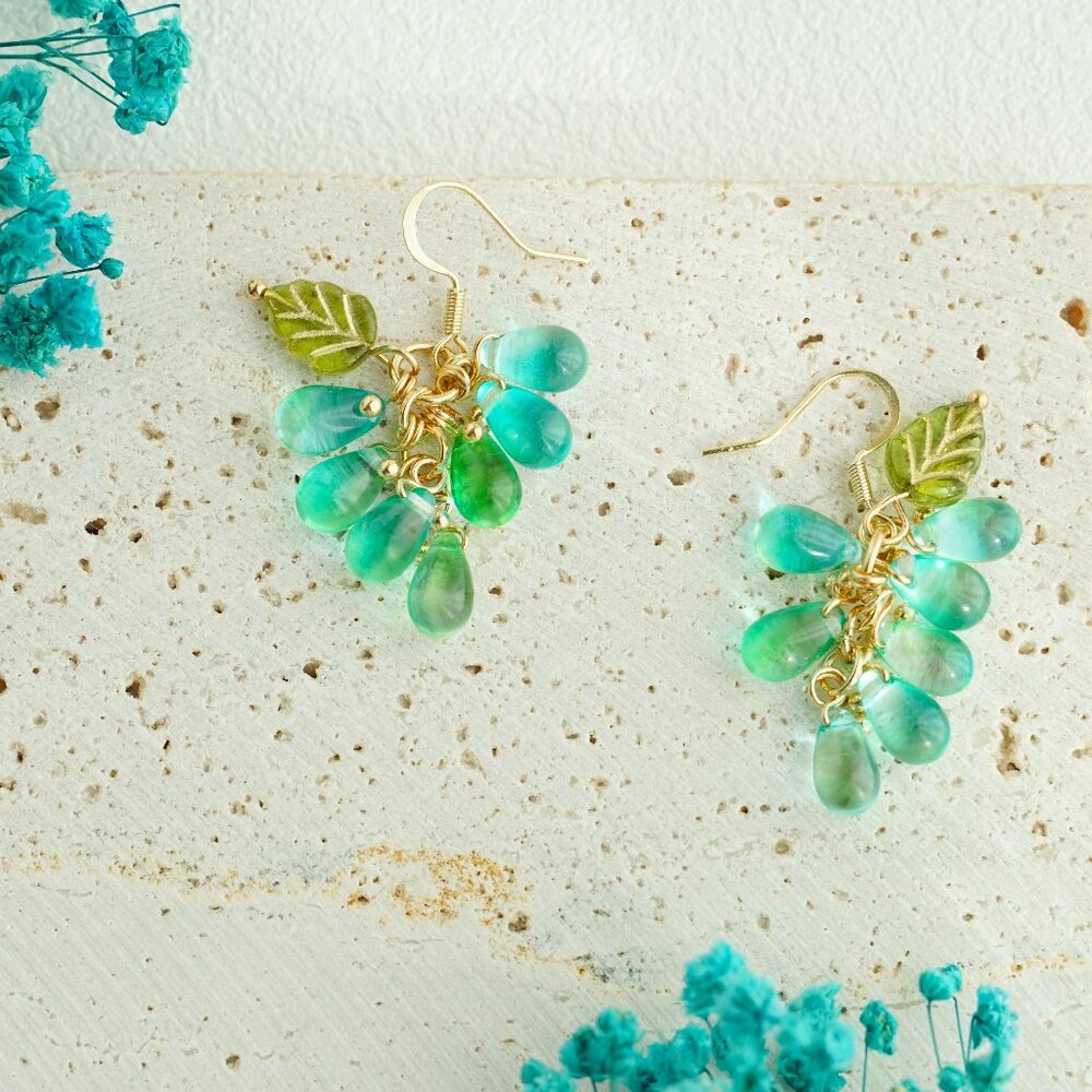Handmade Glass grape earrings